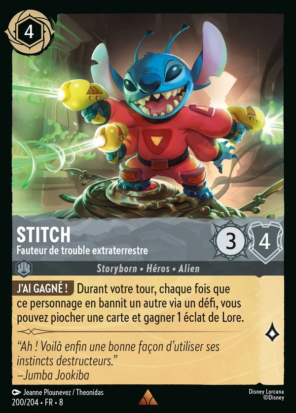 Stitch - Fauteur de trouble extraterrestre — Disney Lorcana Personnage card from The Reign of Jafar