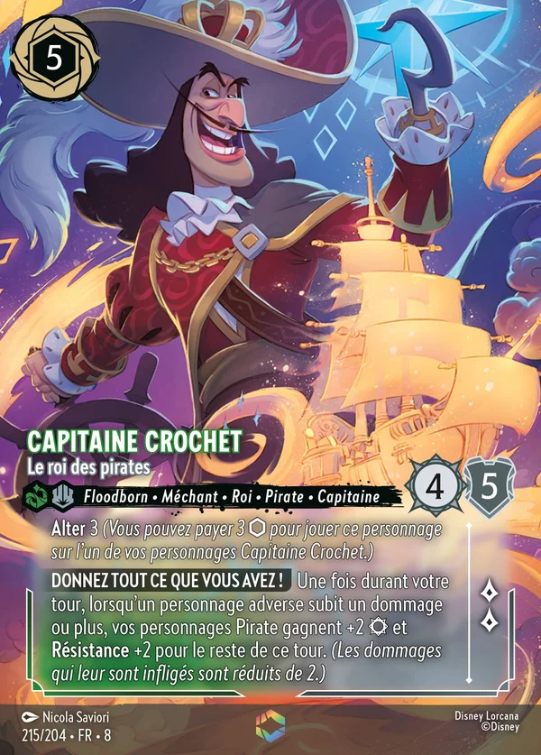 Capitaine Crochet - Le roi des pirates — Disney Lorcana Personnage card from The Reign of Jafar
