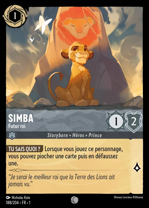 Simba - Futur roi — Disney Lorcana Personnage card from The First Chapter