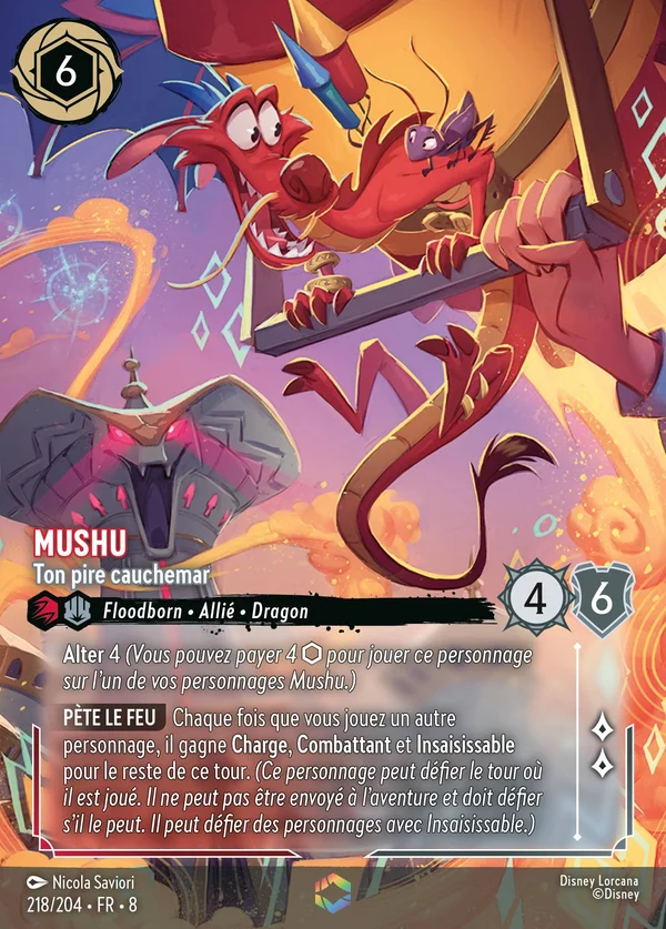 Mushu - Ton pire cauchemar — Disney Lorcana Personnage card from The Reign of Jafar