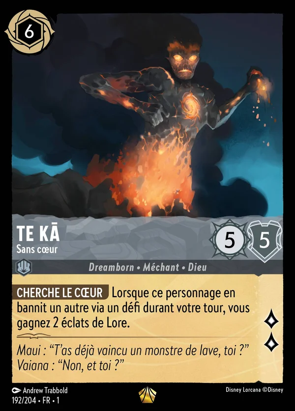 Te Kā - Sans cœur — Disney Lorcana Personnage card from The First Chapter