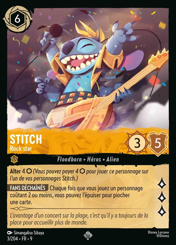 Stitch - Rock star — Disney Lorcana Personnage card from Fabled