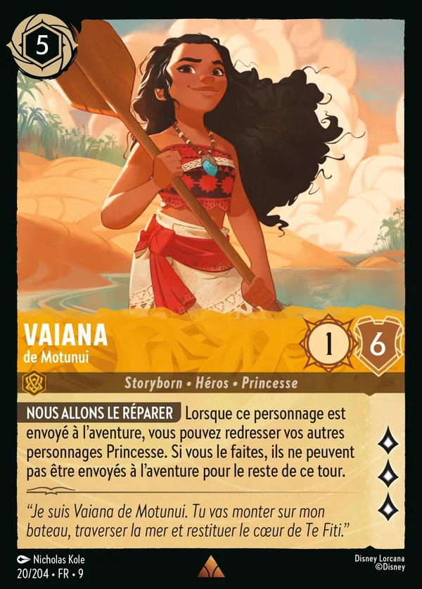 Vaiana - de Motunui — Disney Lorcana Personnage card from Fabled