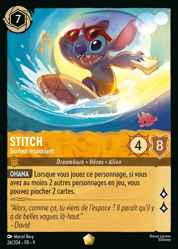 Stitch - Surfeur insouciant — Disney Lorcana Personnage card from Fabled