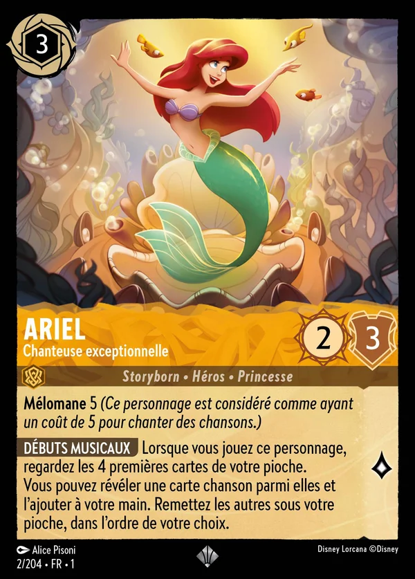 Ariel - Chanteuse exceptionnelle — Disney Lorcana Personnage card from The First Chapter