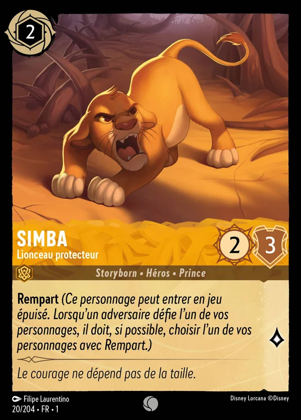 Simba - Lionceau protecteur — Disney Lorcana Personnage card from The First Chapter