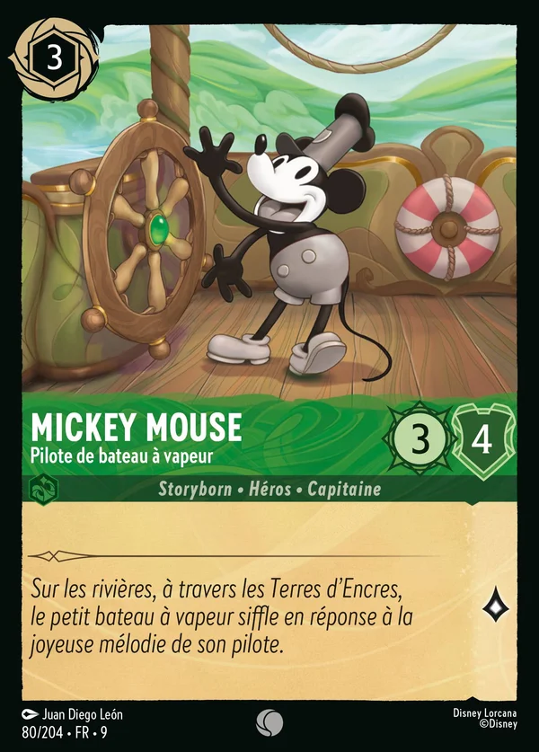 Mickey Mouse - Pilote de bateau à vapeur — Disney Lorcana Personnage card from Fabled