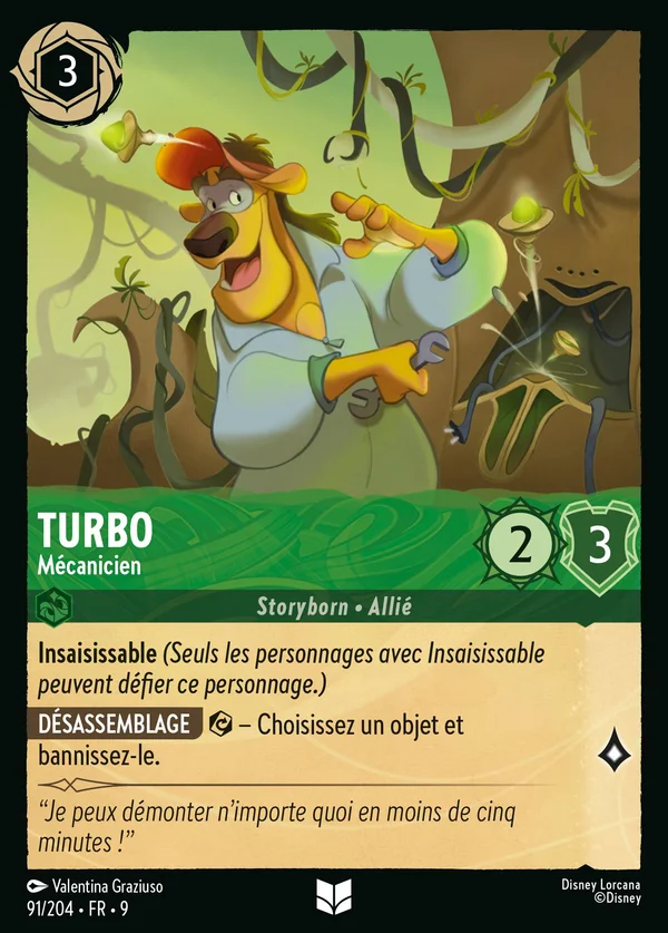 Turbo - Mécanicien — Disney Lorcana Personnage card from Fabled