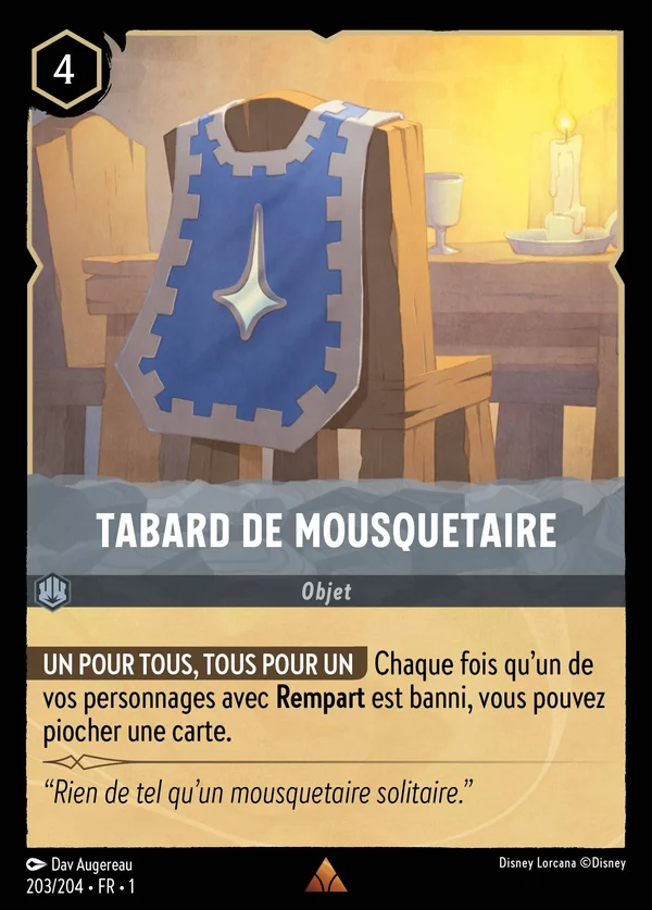 Tabard de mousquetaire — Disney Lorcana Objet card from The First Chapter