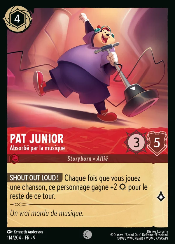 Pat Junior - Absorbé par la musique — Disney Lorcana Personnage card from Fabled