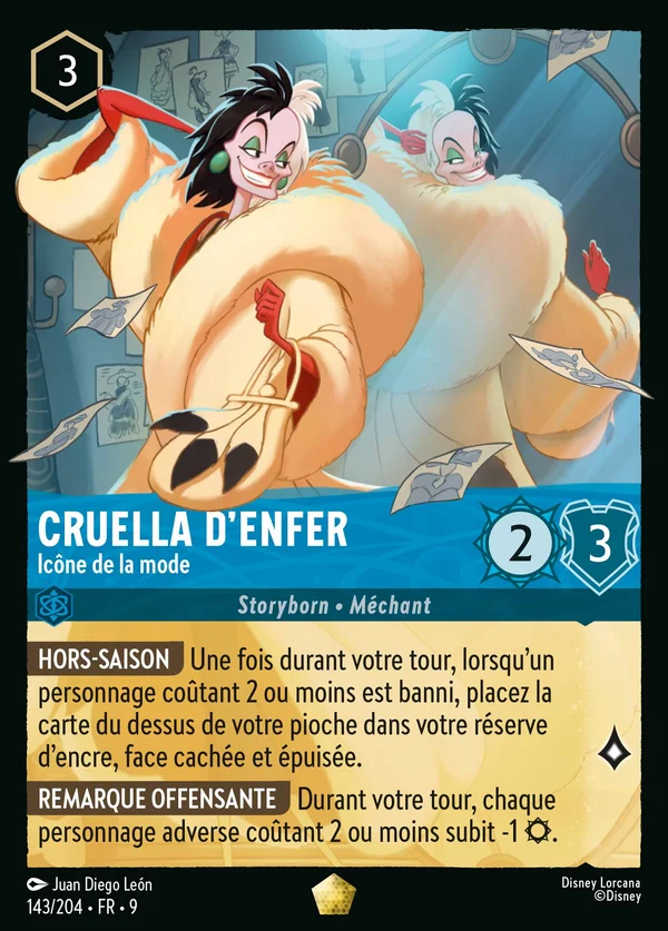 Cruella d'Enfer - Icône de la mode — Disney Lorcana Personnage card from Fabled