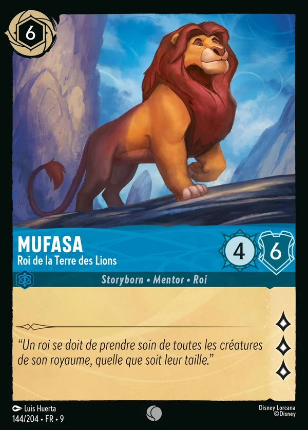 Mufasa - Roi de la Terre des Lions — Disney Lorcana Personnage card from Fabled