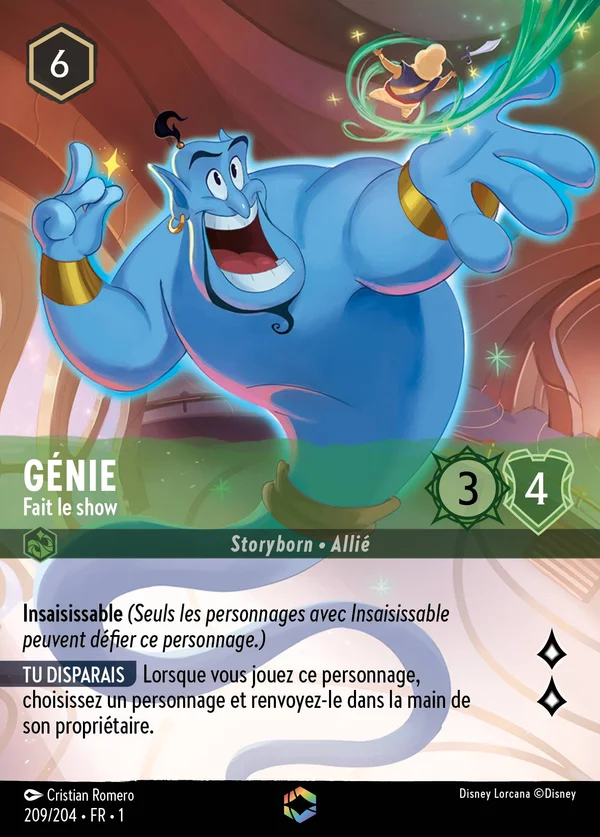 Génie - Fait le show — Disney Lorcana Personnage card from The First Chapter