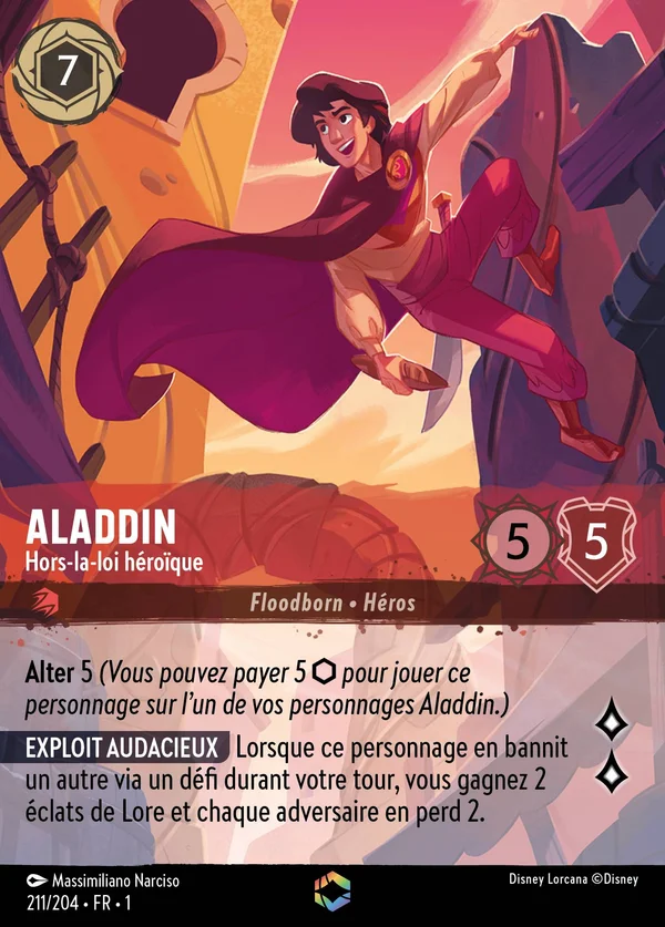 Aladdin - Hors-la-loi héroïque — Disney Lorcana Personnage card from The First Chapter