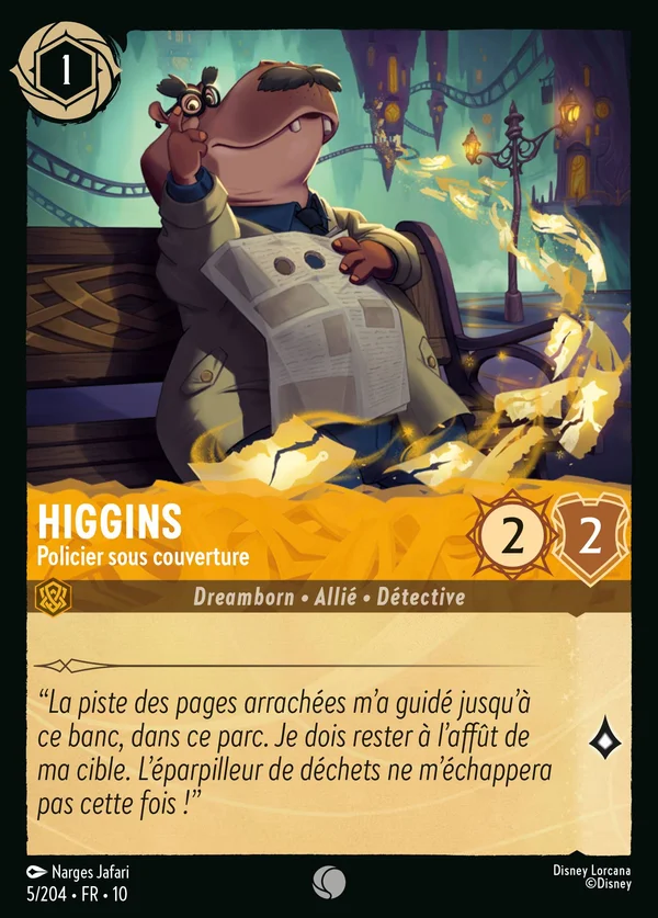Higgins - Policier sous couverture — Disney Lorcana Personnage card from Whispers in the Well