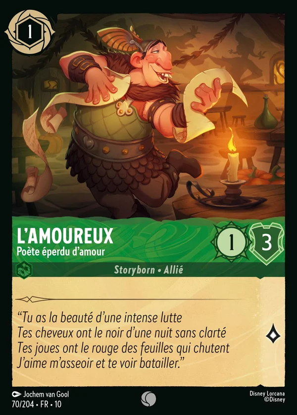L'amoureux - Poète éperdu d'amour — Disney Lorcana Personnage card from Whispers in the Well