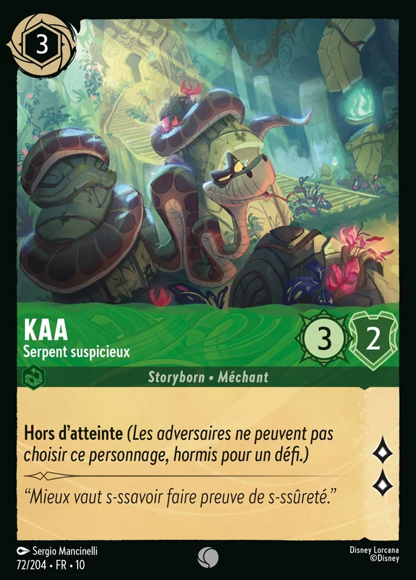 Kaa - Serpent suspicieux — Disney Lorcana Personnage card from Whispers in the Well