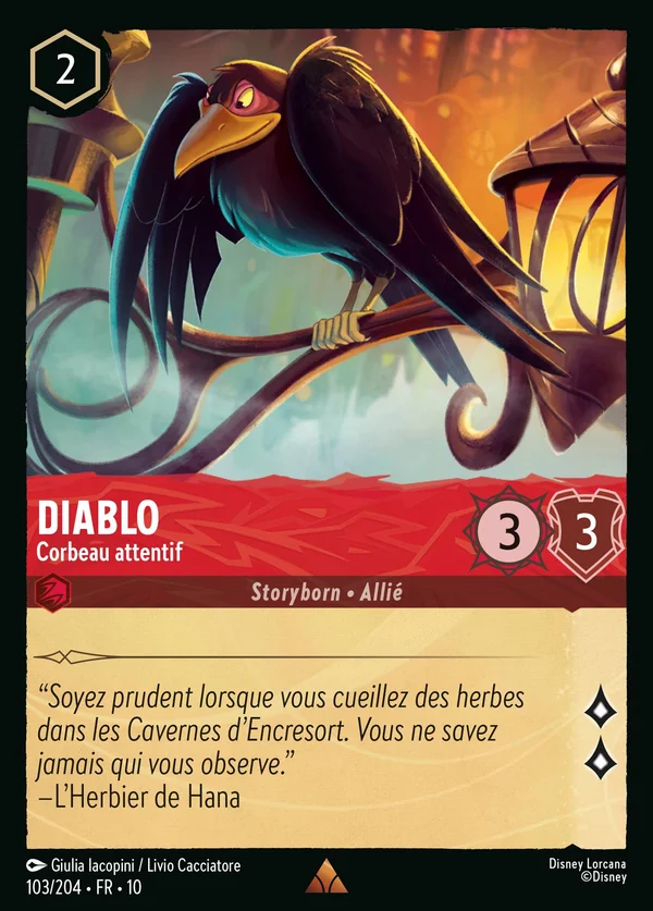 Diablo - Corbeau attentif — Disney Lorcana Personnage card from Whispers in the Well