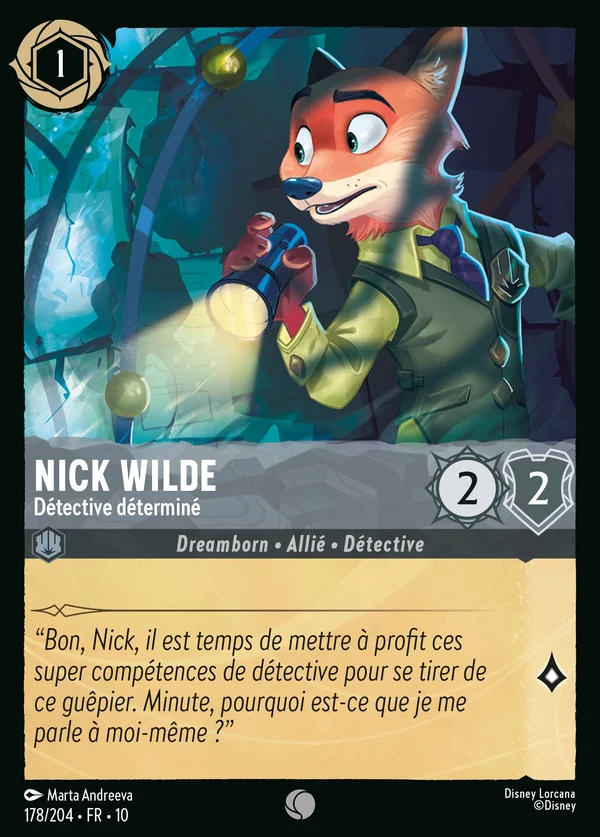 Nick Wilde - Détective déterminé — Disney Lorcana Personnage card from Whispers in the Well
