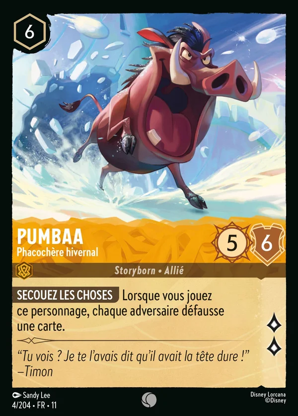 Pumbaa - Phacochère hivernal — Disney Lorcana Personnage card from Winterspell