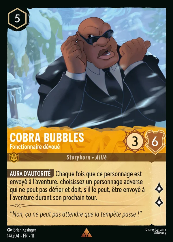 Cobra Bubbles - Fonctionnaire dévoué — Disney Lorcana Personnage card from Winterspell