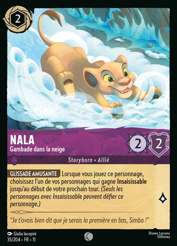 Nala - Gambade dans la neige — Disney Lorcana Personnage card from Winterspell