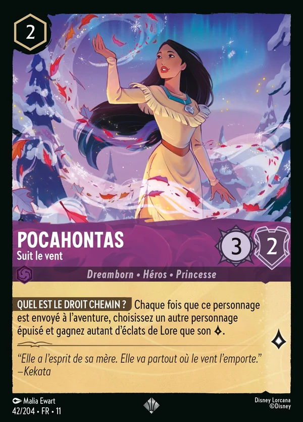 Pocahontas - Suit le vent — Disney Lorcana Personnage card from Winterspell