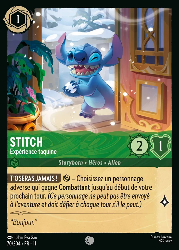 Stitch - Expérience taquine — Disney Lorcana Personnage card from Winterspell