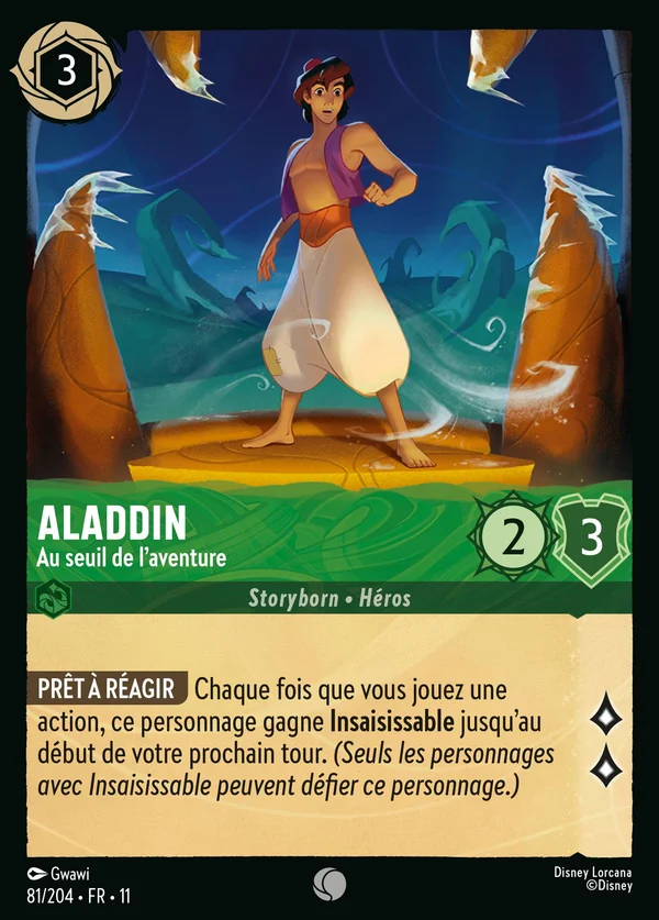 Aladdin - Au seuil de l'aventure — Disney Lorcana Personnage card from Winterspell