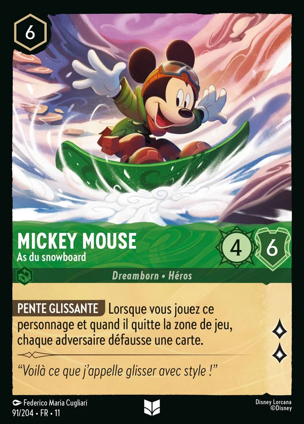 Mickey Mouse - As du snowboard — Disney Lorcana Personnage card from Winterspell