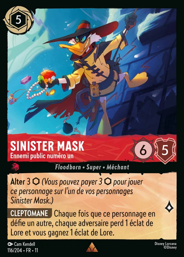 Sinister Mask - Ennemi public numéro un — Disney Lorcana Personnage card from Winterspell