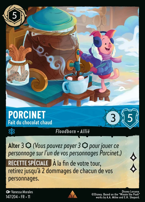 Porcinet - Fait du chocolat chaud — Disney Lorcana Personnage card from Winterspell