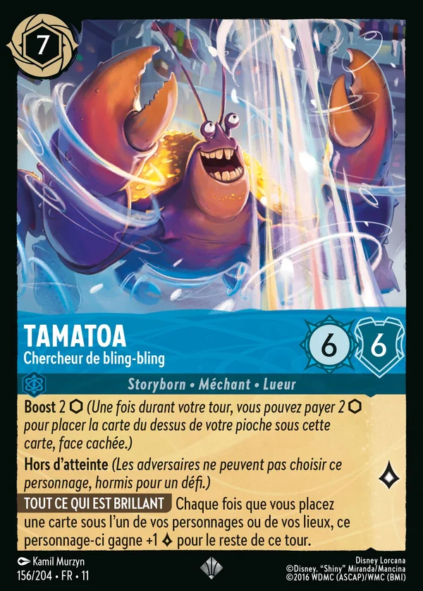 Tamatoa - Chercheur de bling-bling — Disney Lorcana Personnage card from Winterspell