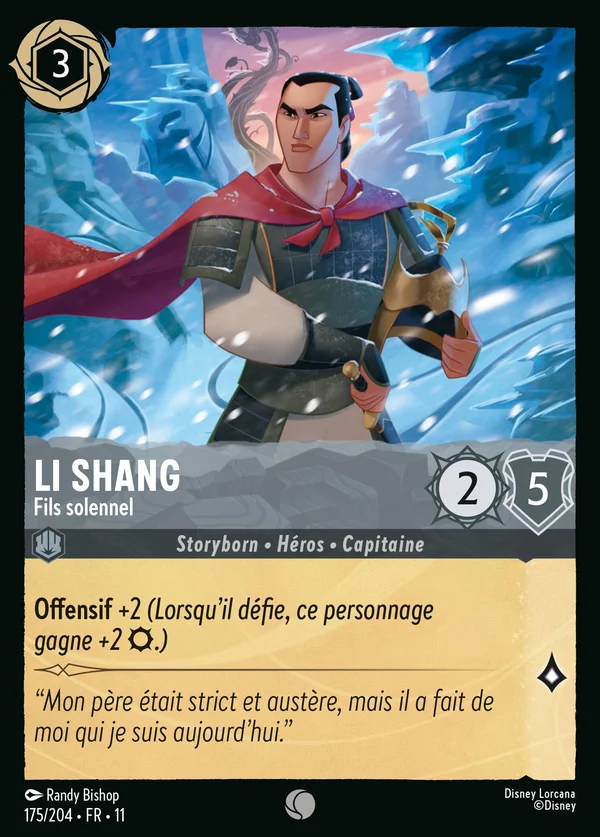 Li Shang - Fils solennel — Disney Lorcana Personnage card from Winterspell