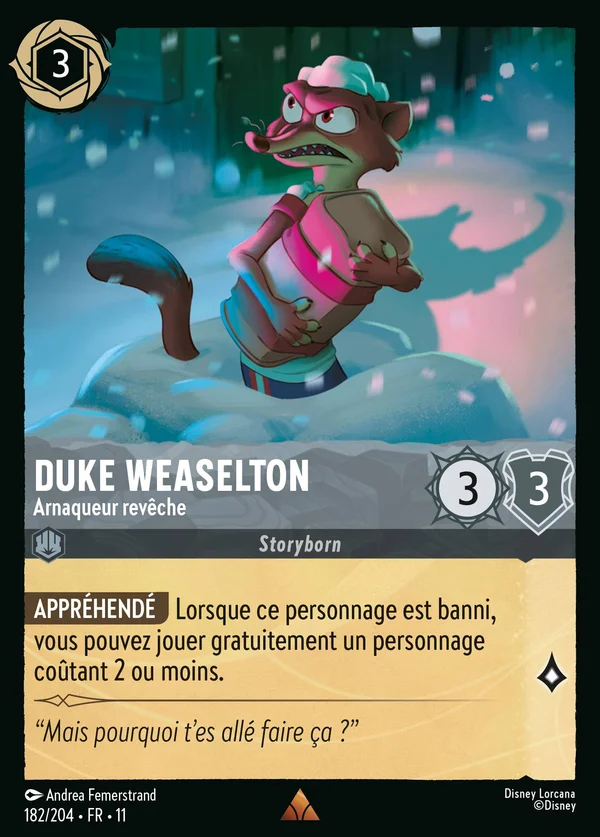 Duke Weaselton - Arnaqueur revêche — Disney Lorcana Personnage card from Winterspell