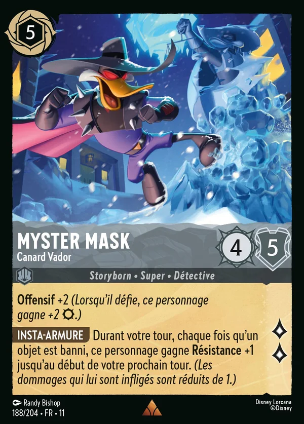 Myster Mask - Canard Vador — Disney Lorcana Personnage card from Winterspell