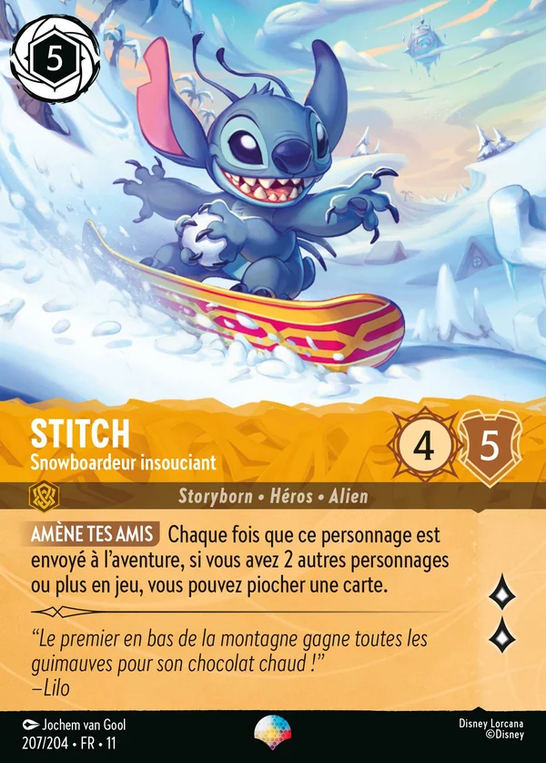 Stitch - Snowboardeur insouciant — Disney Lorcana Personnage card from Winterspell