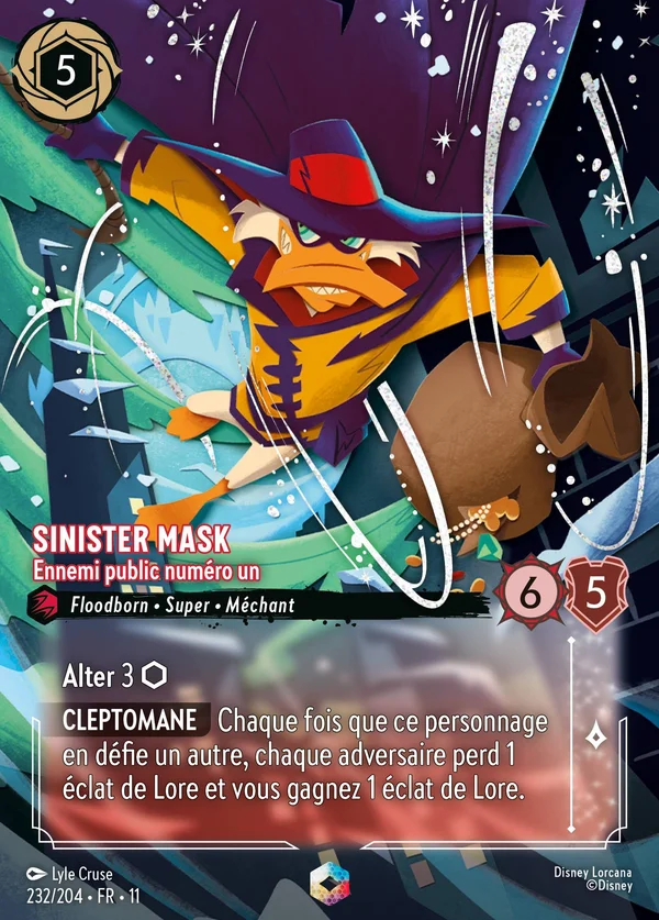 Sinister Mask - Ennemi public numéro un — Disney Lorcana Personnage card from Winterspell