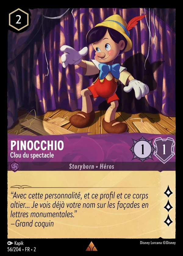 Pinocchio - Clou du spectacle — Disney Lorcana Personnage card from Rise of the Floodborn
