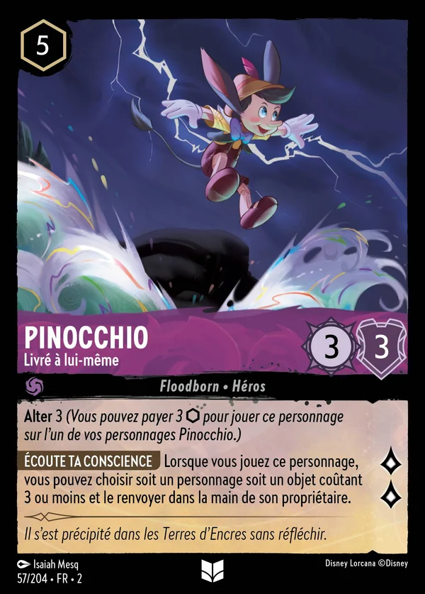 Pinocchio - Livré à lui-même — Disney Lorcana Personnage card from Rise of the Floodborn
