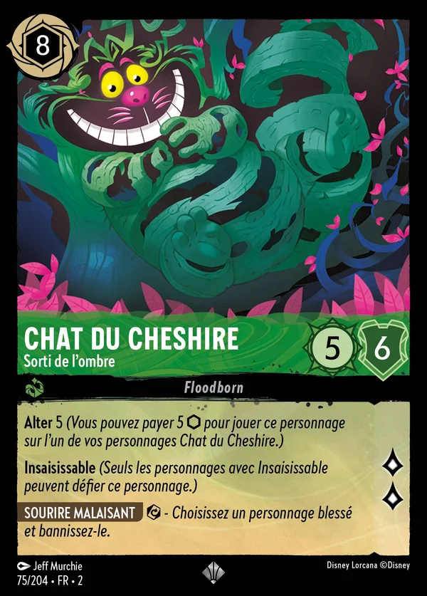Chat du Cheshire - Sorti de l'ombre — Disney Lorcana Personnage card from Rise of the Floodborn
