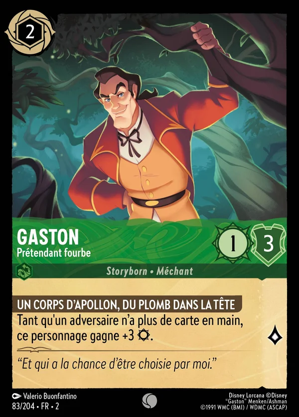 Gaston - Prétendant fourbe — Disney Lorcana Personnage card from Rise of the Floodborn
