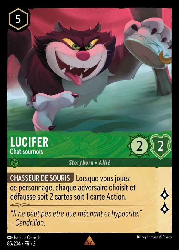 Lucifer - Chat sournois — Disney Lorcana Personnage card from Rise of the Floodborn