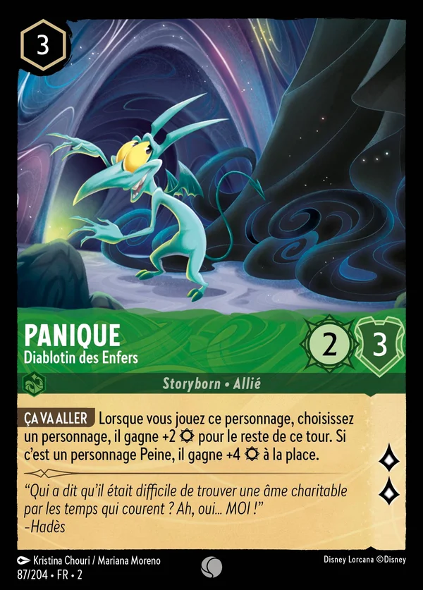 Panique - Diablotin des Enfers — Disney Lorcana Personnage card from Rise of the Floodborn
