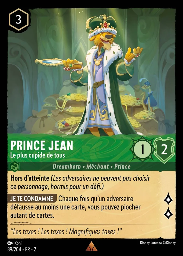 Prince Jean - Le plus cupide de tous — Disney Lorcana Personnage card from Rise of the Floodborn