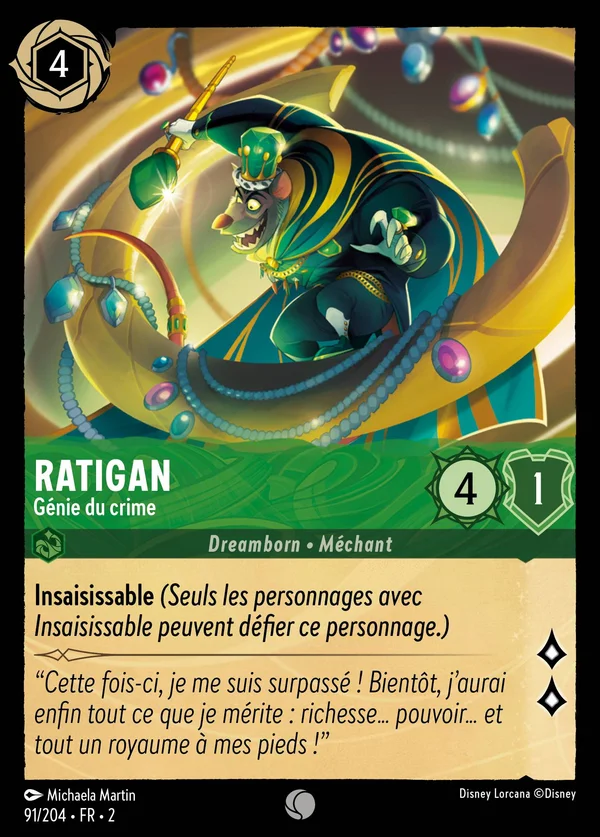 Ratigan - Génie du crime — Disney Lorcana Personnage card from Rise of the Floodborn