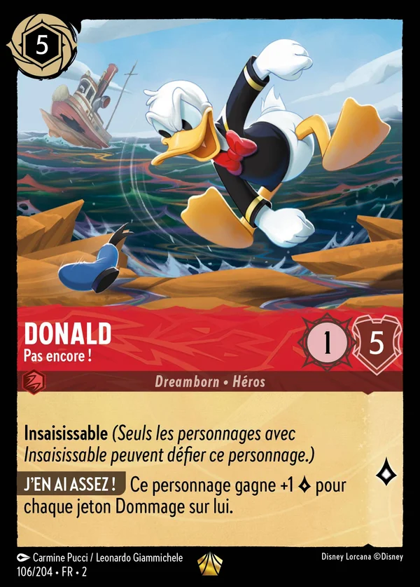 Donald - Pas encore ! — Disney Lorcana Personnage card from Rise of the Floodborn