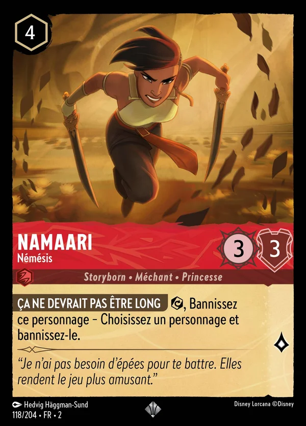 Namaari - Némésis — Disney Lorcana Personnage card from Rise of the Floodborn