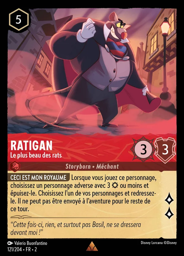 Ratigan - Le plus beau des rats — Disney Lorcana Personnage card from Rise of the Floodborn