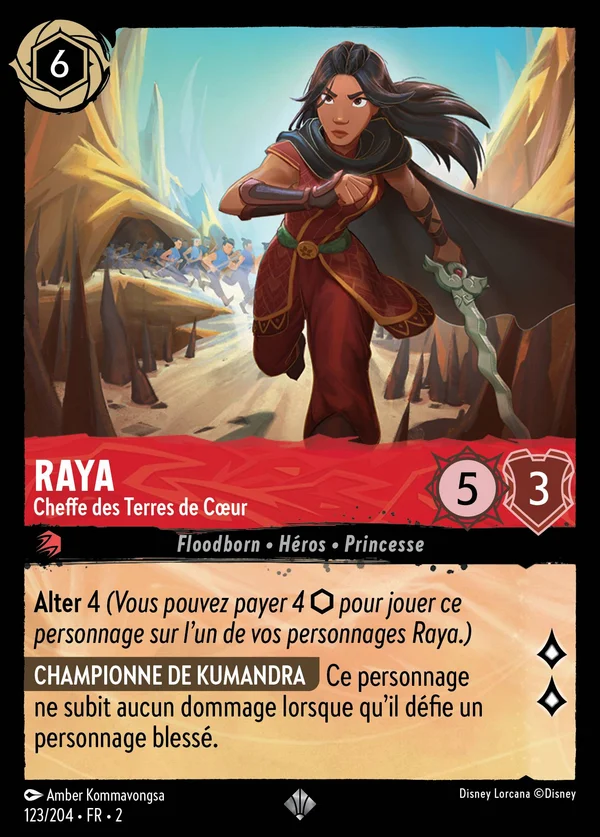 Raya - Cheffe des Terres de Cœur — Disney Lorcana Personnage card from Rise of the Floodborn
